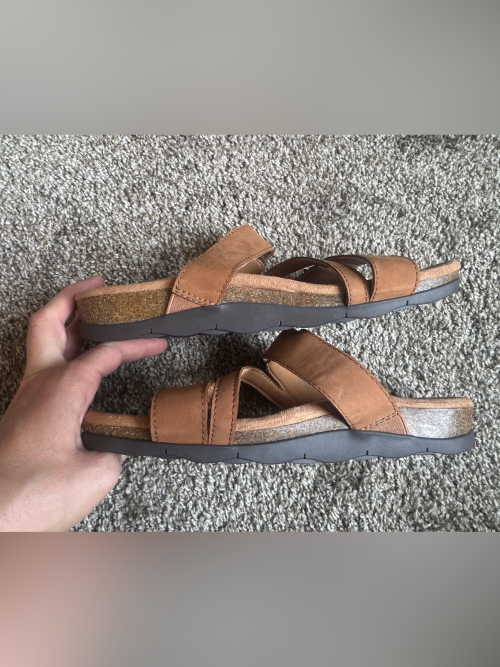 Earth leather strappy buckle sandals with soft footbed - Picture 8 of 8
